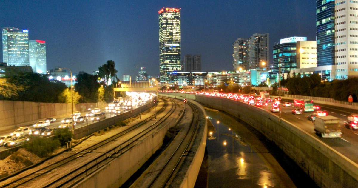 Busy highway during rush hour - Tel Aviv, Israel